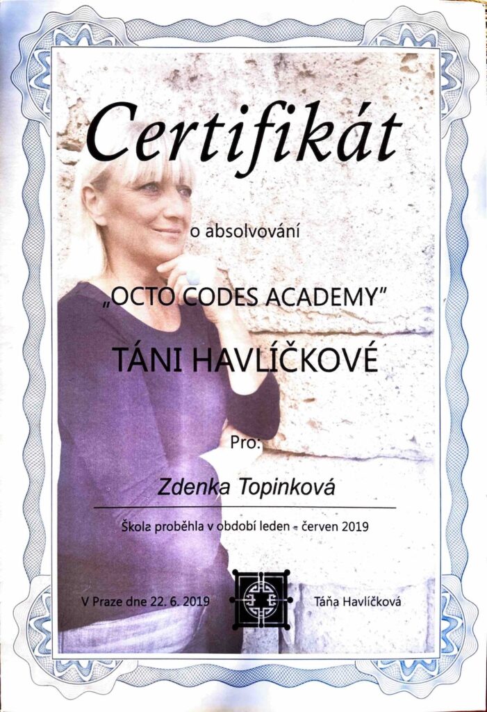 Certifikát - OCTO CODES - Táňa Havlíčková